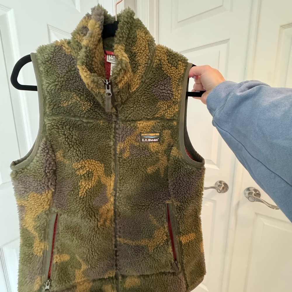 L.L. Bean Green and Brown Fleece Vest